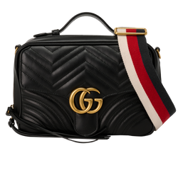 Small GG Marmont Zip Around Camera Bag, Leather, Black, 467891, S/DB, 2*